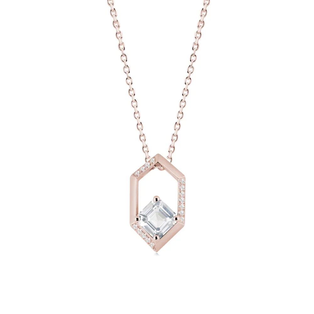 Geometric Asscher White Topaz Pendant - Image 2