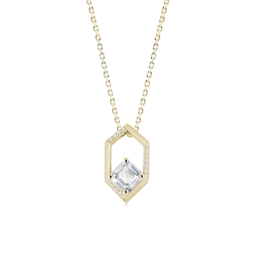 Geometric Asscher White Topaz Pendant - Image 3
