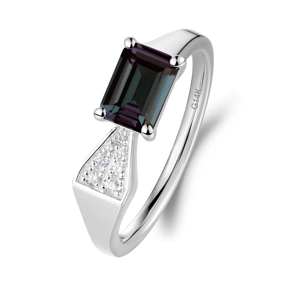 Geometric Emerald Cut Alexandrite Ring - Image 8