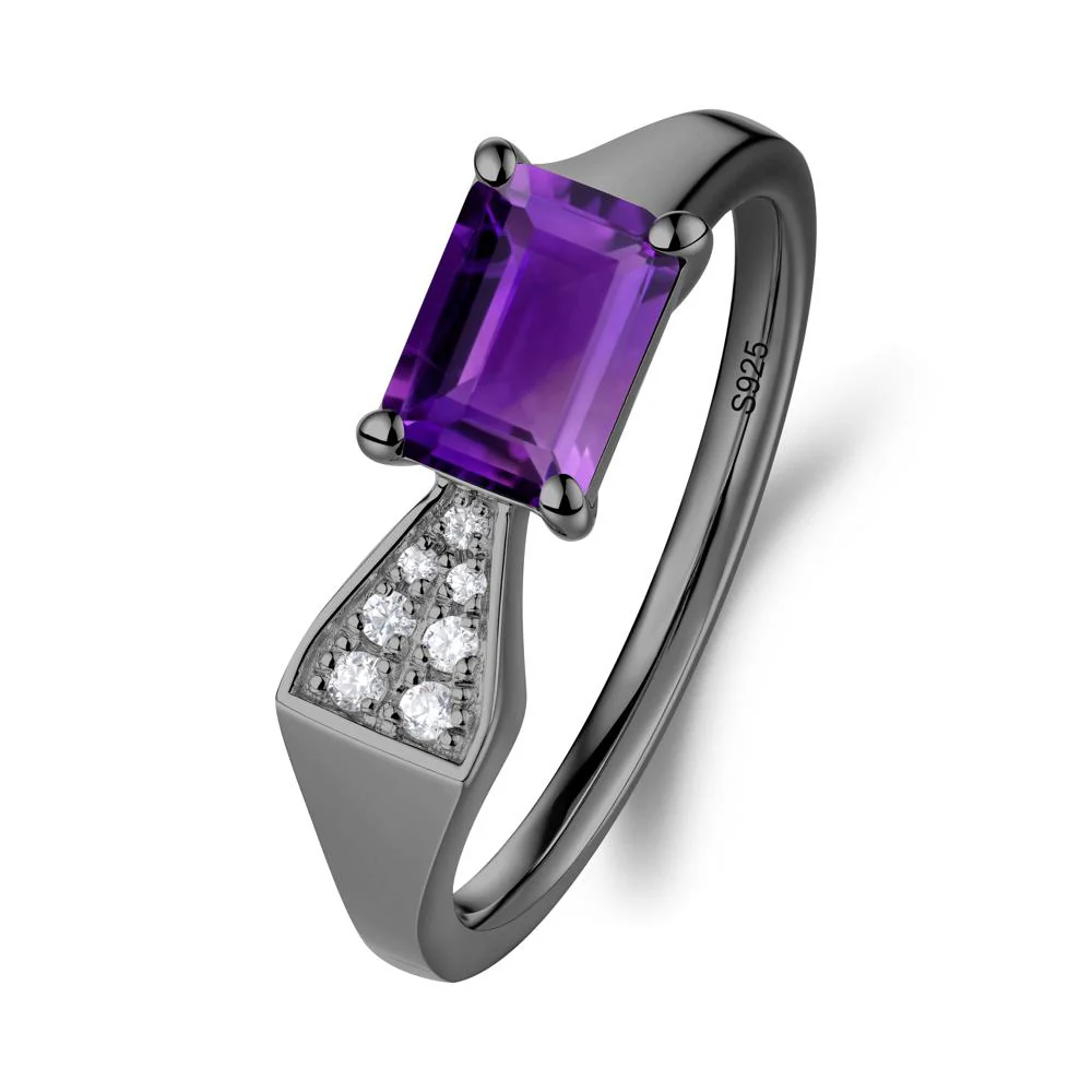 Geometric Emerald Cut Amethyst Ring - Image 2