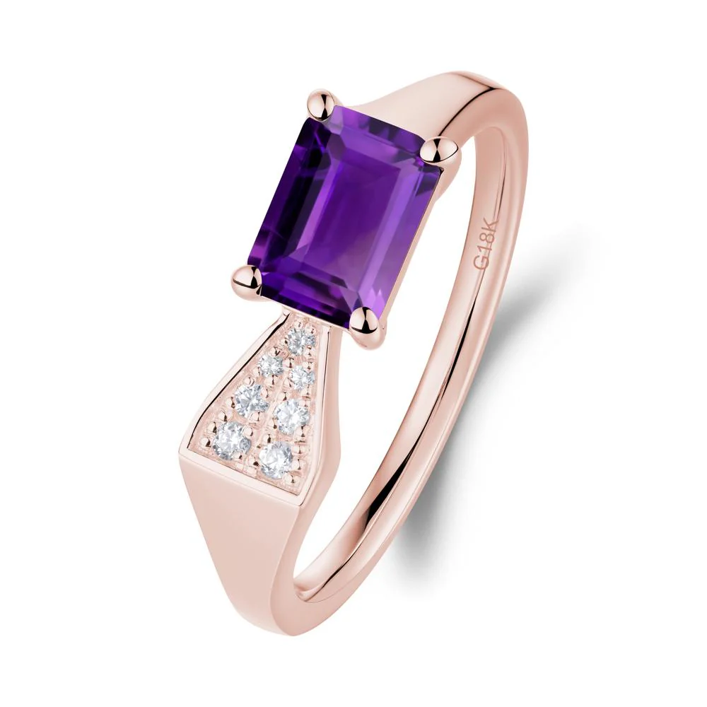 Geometric Emerald Cut Amethyst Ring - Image 5