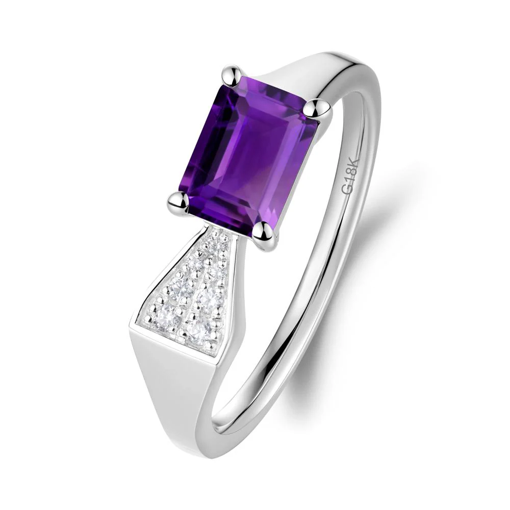 Geometric Emerald Cut Amethyst Ring - Image 8