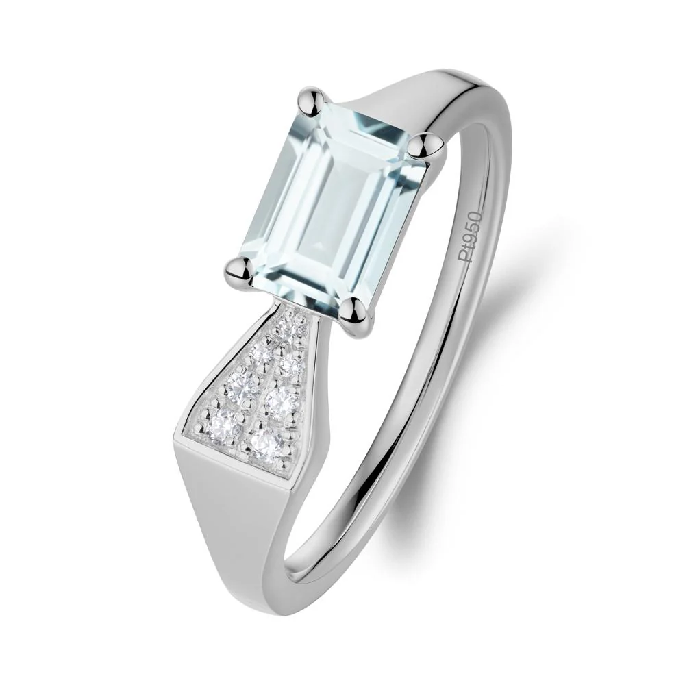 Geometric Emerald Cut Aquamarine Ring - Image 2
