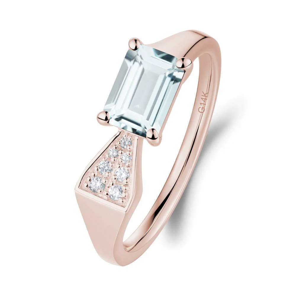 Geometric Emerald Cut Aquamarine Ring - Image 4