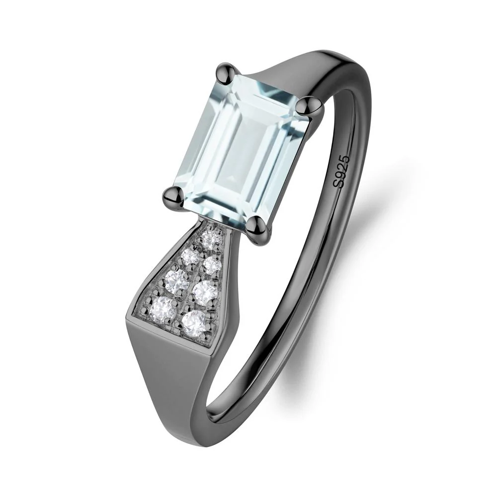 Geometric Emerald Cut Aquamarine Ring - Image 5