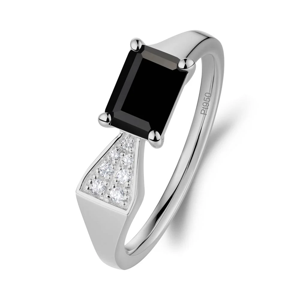 Geometric Emerald Cut Black Spinel Ring