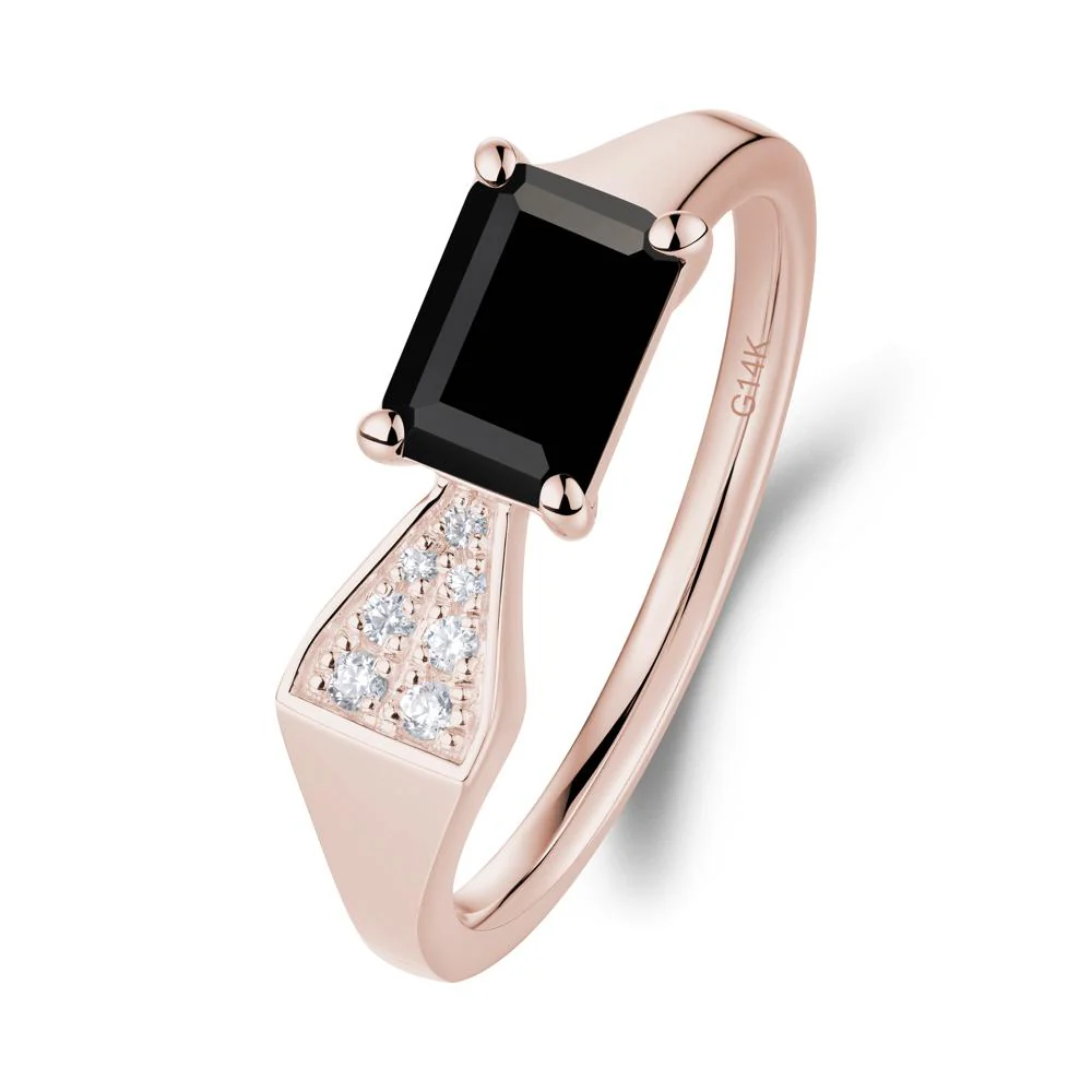 Geometric Emerald Cut Black Spinel Ring - Image 3