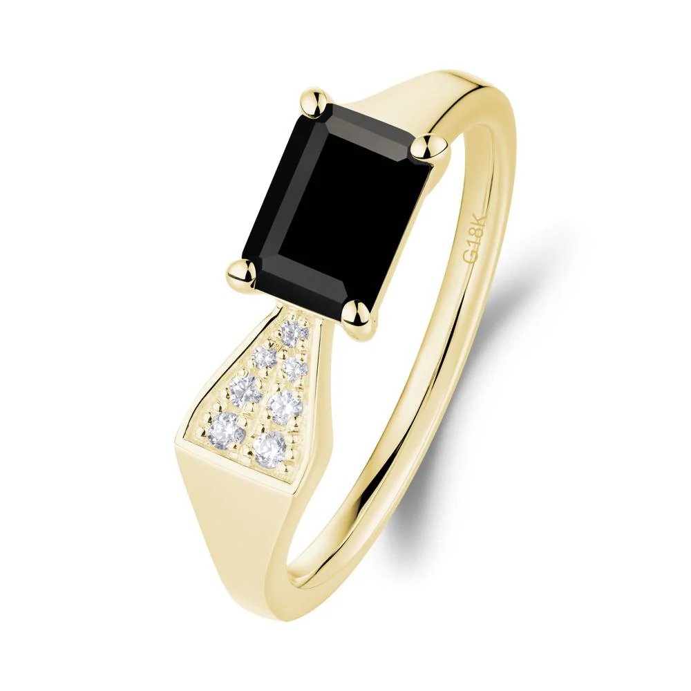 Geometric Emerald Cut Black Spinel Ring - Image 8