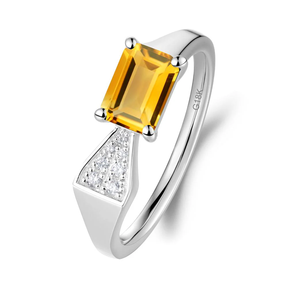 Geometric Emerald Cut Citrine Ring - Image 3