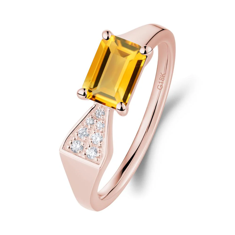 Geometric Emerald Cut Citrine Ring - Image 4
