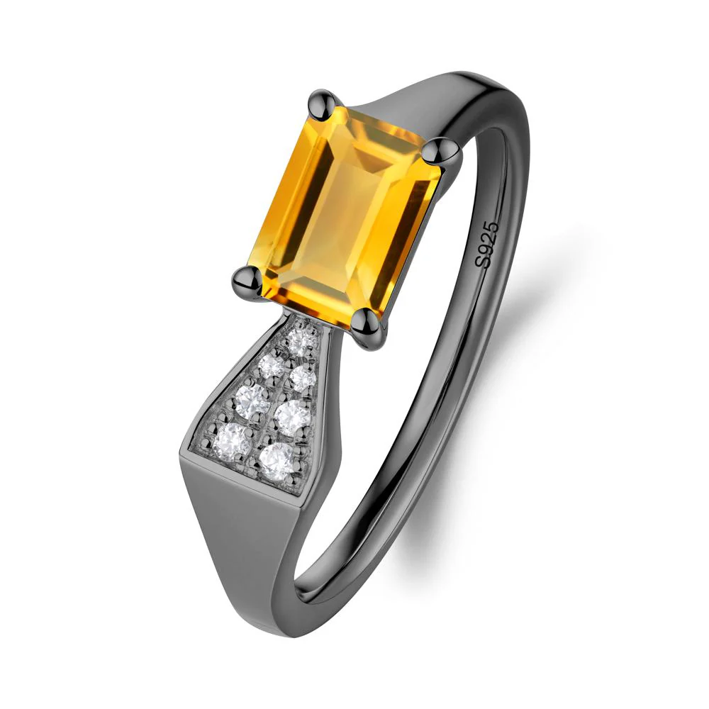 Geometric Emerald Cut Citrine Ring - Image 9