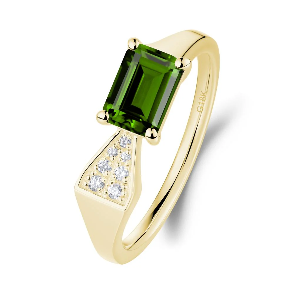 Geometric Emerald Cut Diopside Ring - Image 2