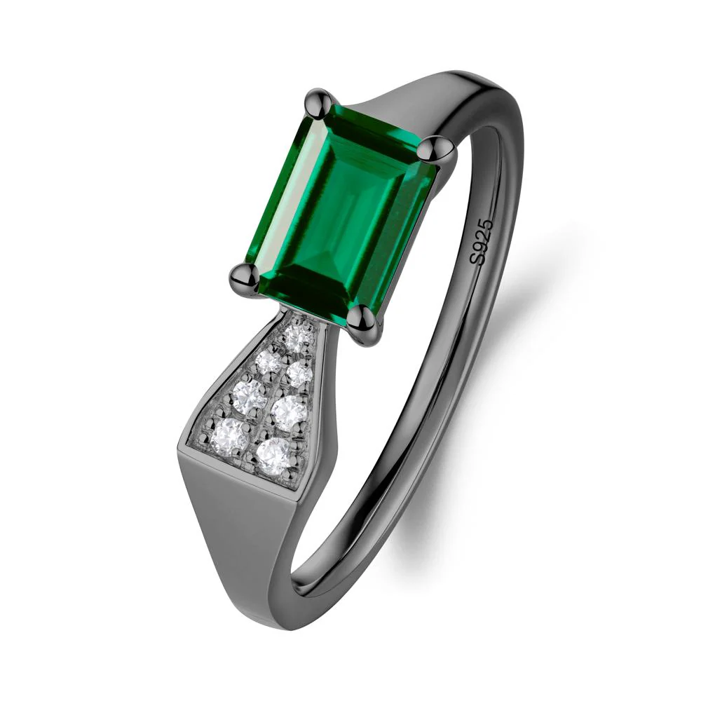 Geometric Emerald Cut Emerald Ring - Image 5