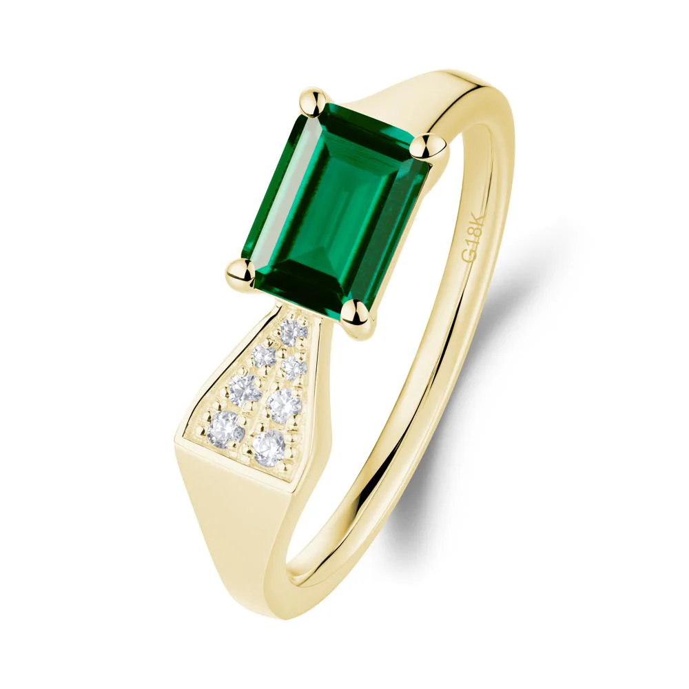Geometric Emerald Cut Emerald Ring - Image 8