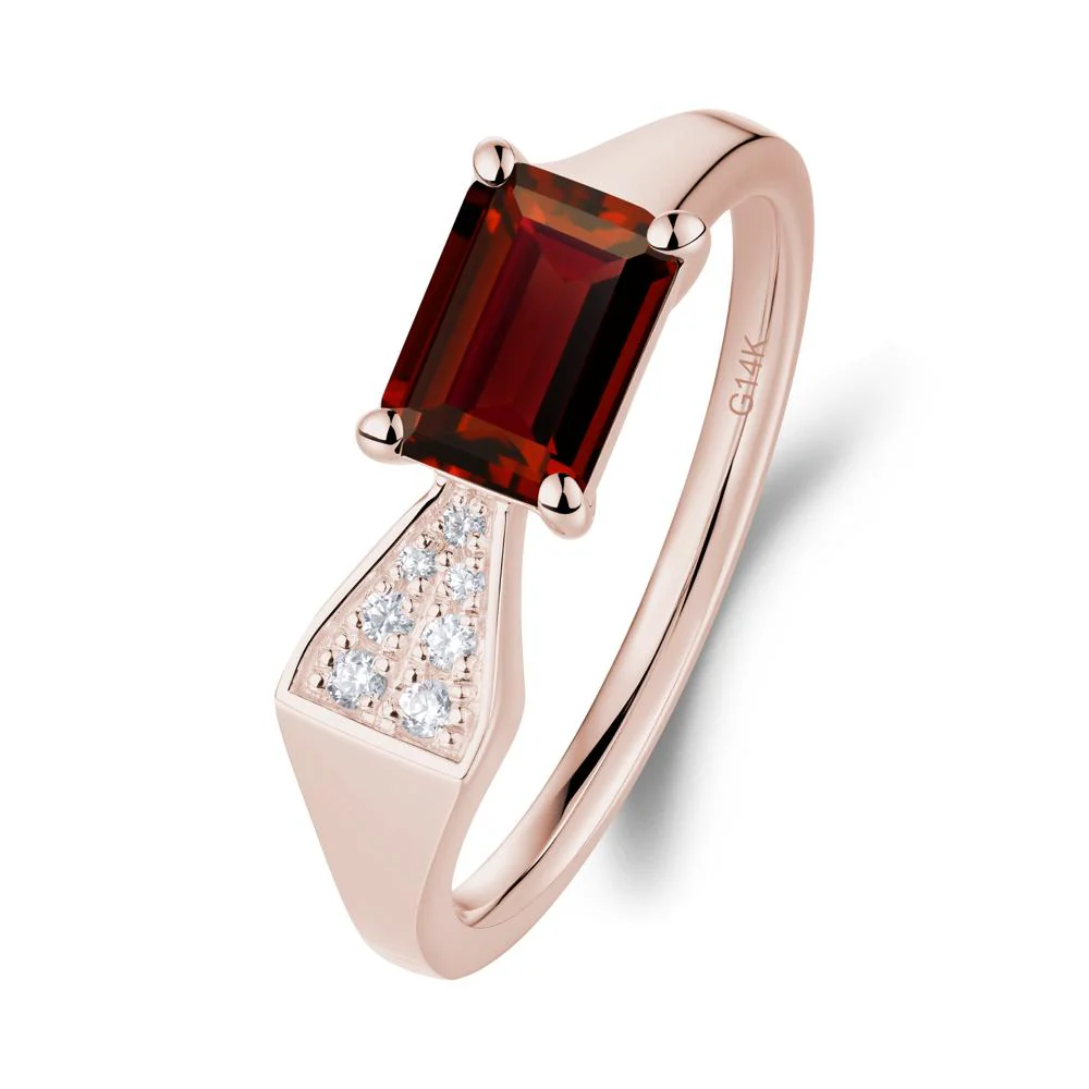 Geometric Emerald Cut Garnet Ring - Image 4