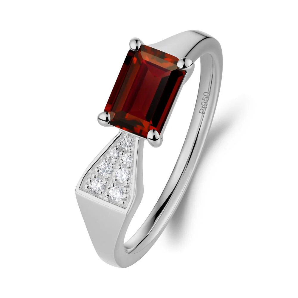 Geometric Emerald Cut Garnet Ring - Image 5