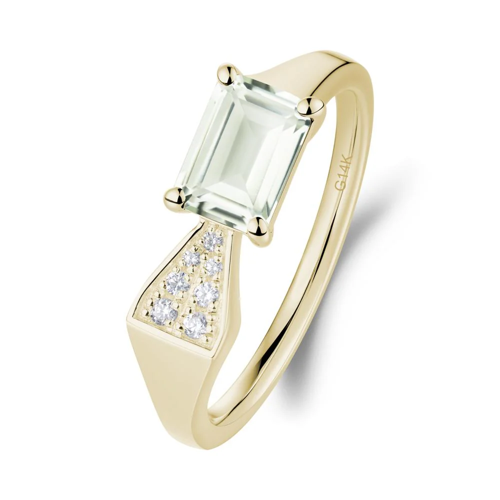 Geometric Emerald Cut Green Amethyst Ring - Image 3