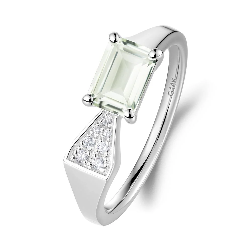 Geometric Emerald Cut Green Amethyst Ring - Image 7