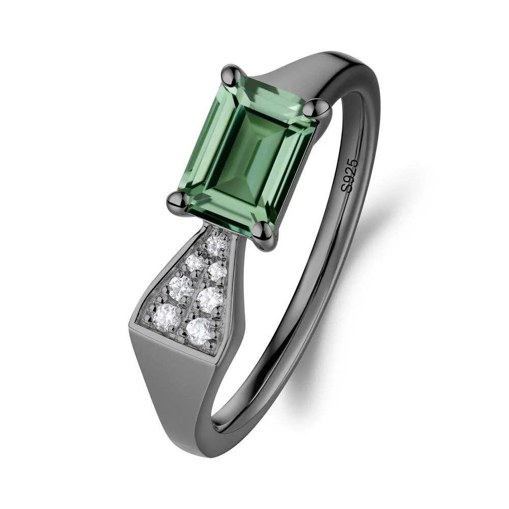Geometric Emerald Cut Green Sapphire Ring - Image 2