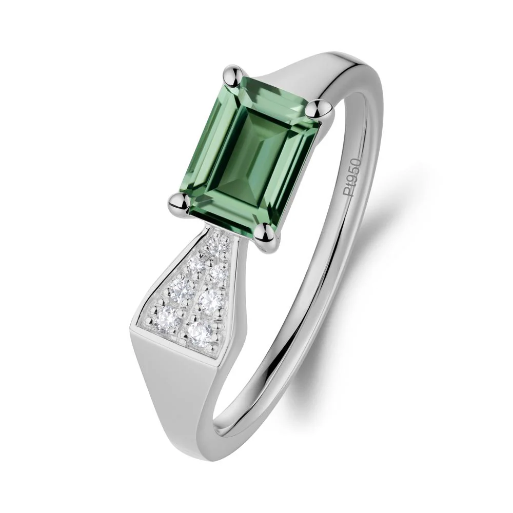 Geometric Emerald Cut Green Sapphire Ring - Image 4