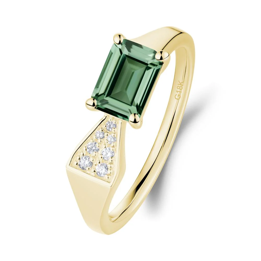 Geometric Emerald Cut Green Sapphire Ring - Image 7