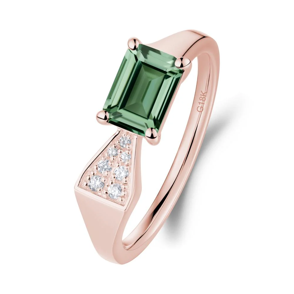 Geometric Emerald Cut Green Sapphire Ring - Image 8