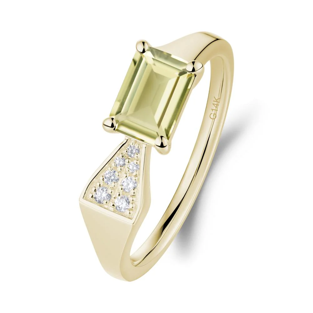 Geometric Emerald Cut Lemon Quartz Ring - Image 4