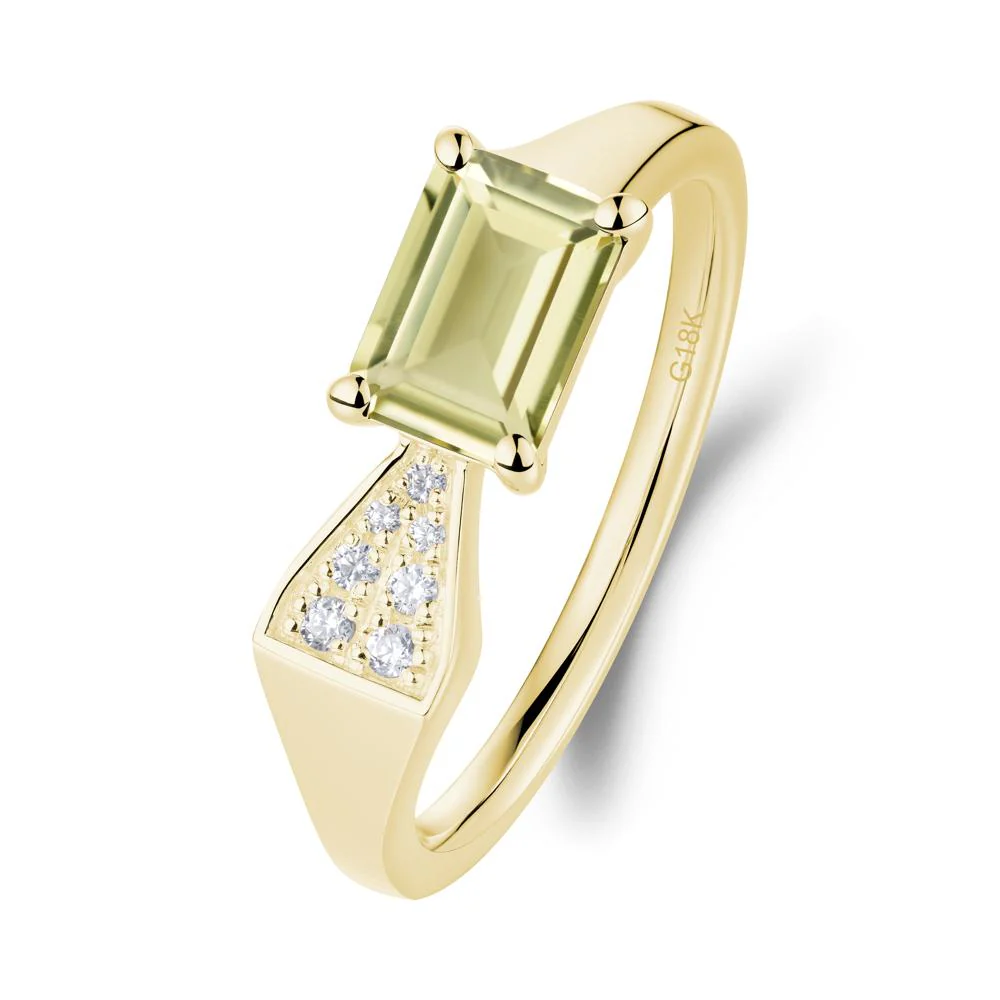 Geometric Emerald Cut Lemon Quartz Ring - Image 5