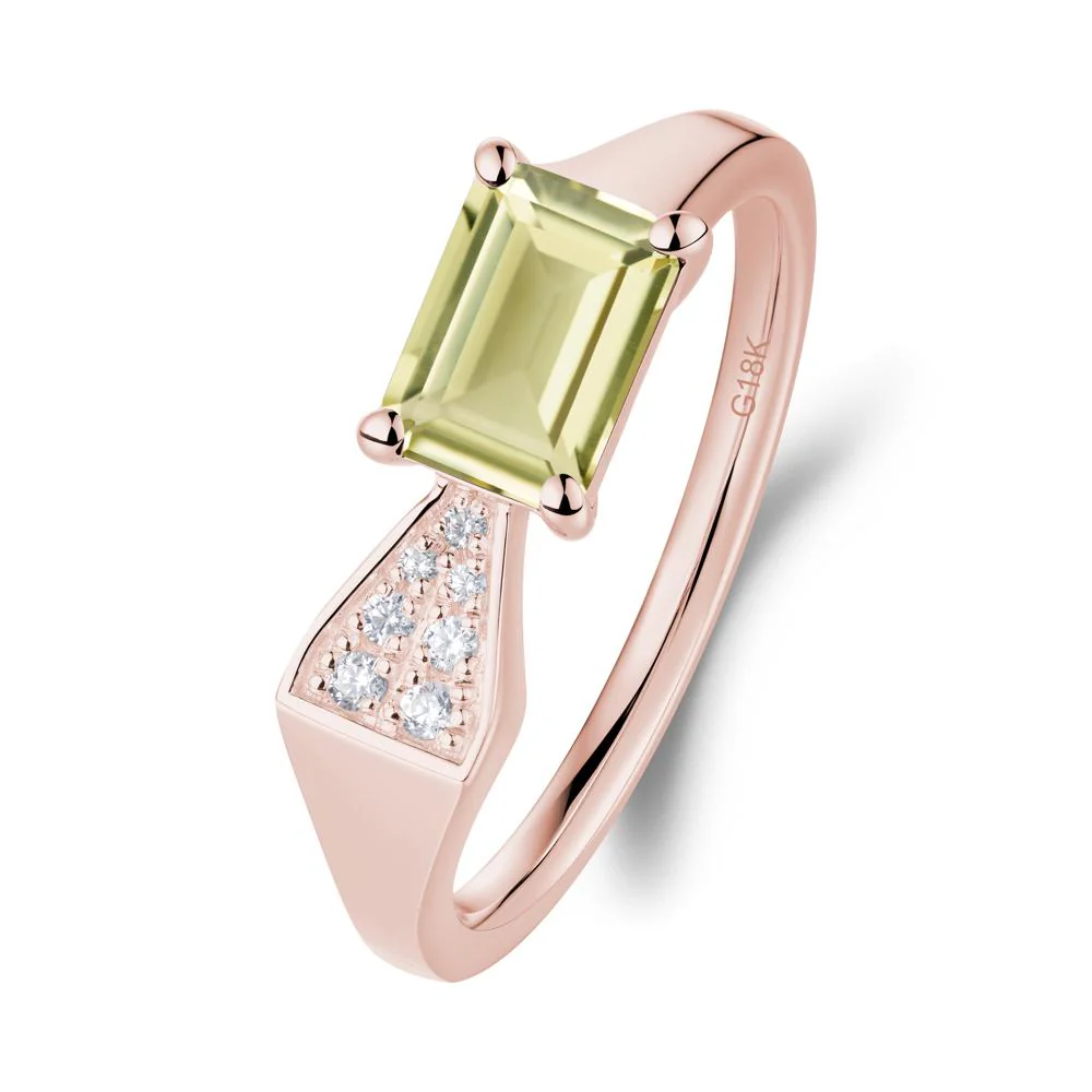 Geometric Emerald Cut Lemon Quartz Ring - Image 8