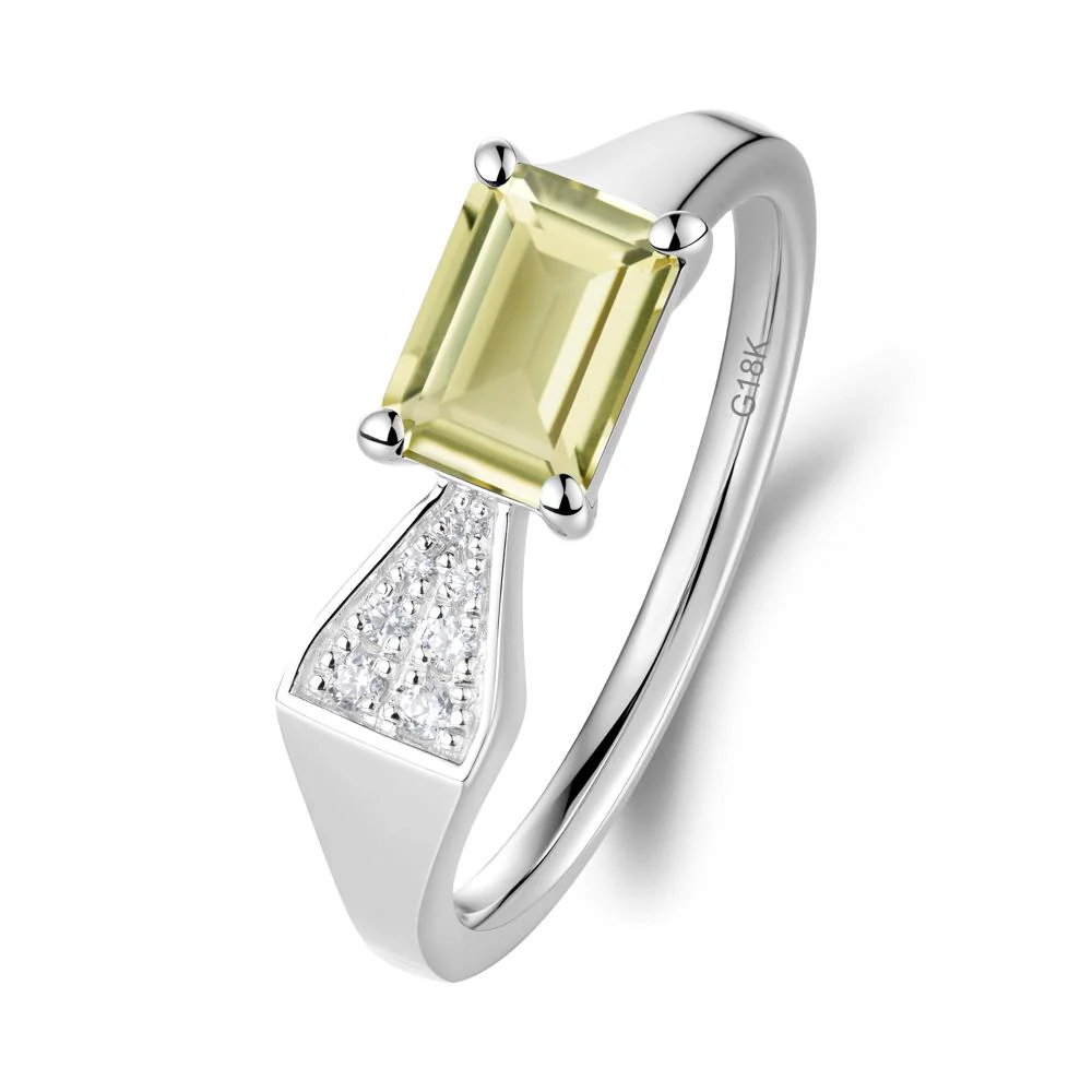 Geometric Emerald Cut Lemon Quartz Ring - Image 9