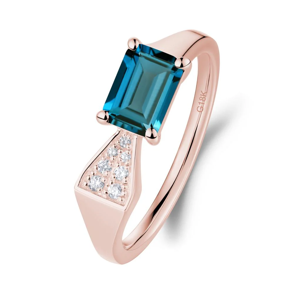 Geometric Emerald Cut London Blue Topaz Ring - Image 4