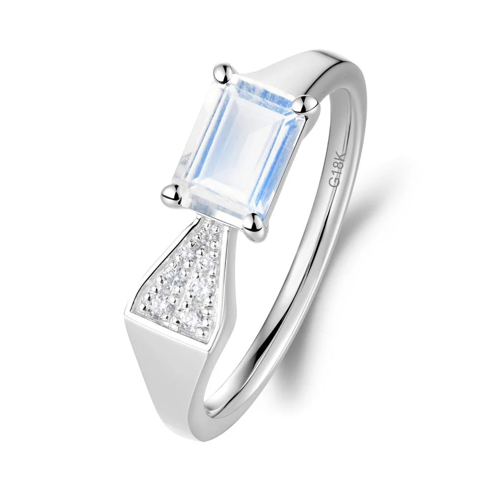 Geometric Emerald Cut Moonstone Ring - Image 3