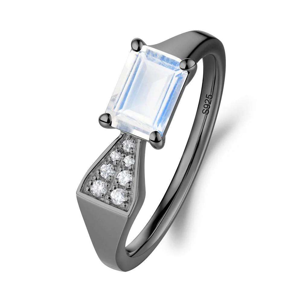 Geometric Emerald Cut Moonstone Ring - Image 7
