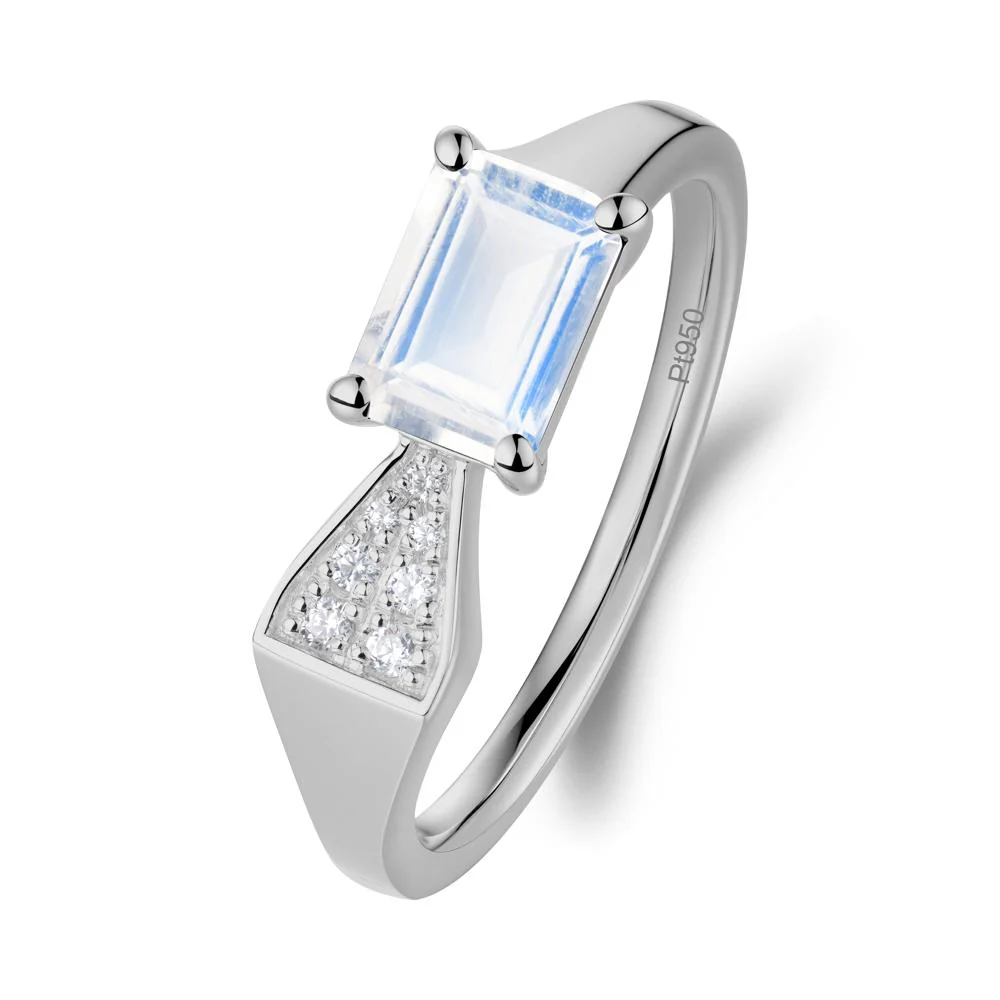 Geometric Emerald Cut Moonstone Ring - Image 8