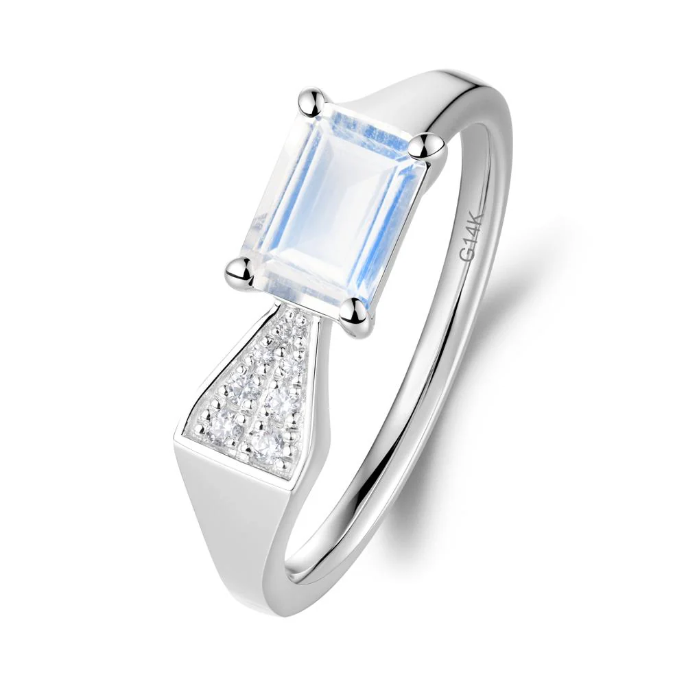 Geometric Emerald Cut Moonstone Ring - Image 9