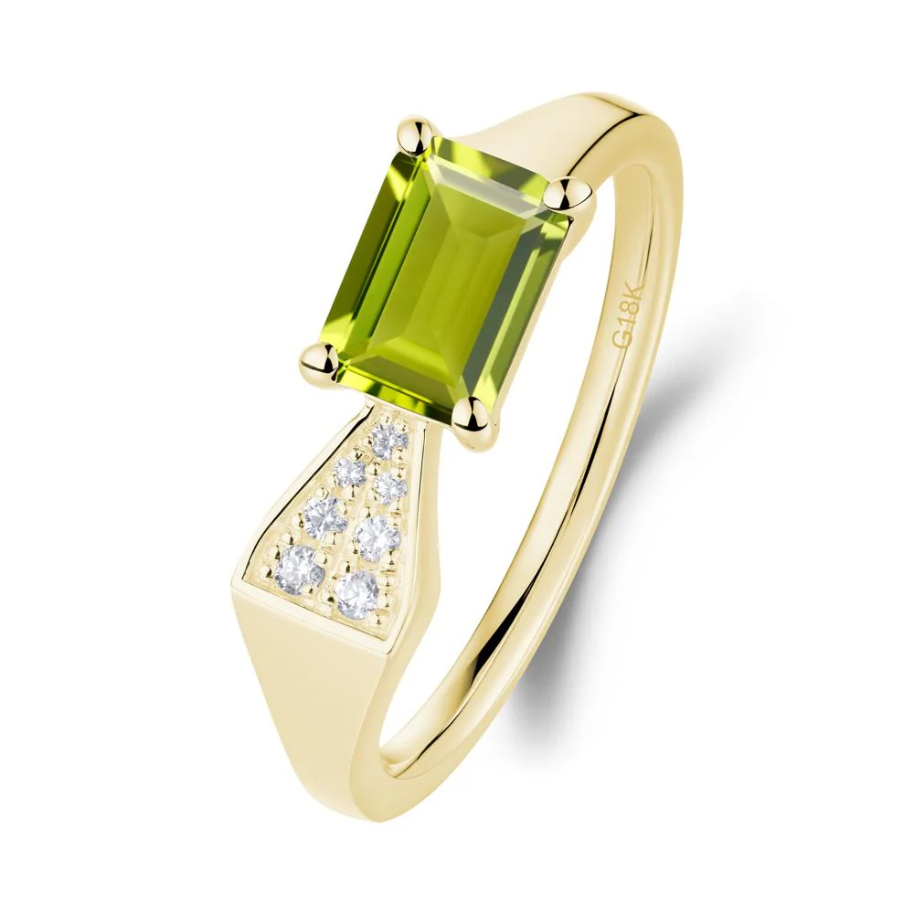 Geometric Emerald Cut Peridot Ring - Image 4
