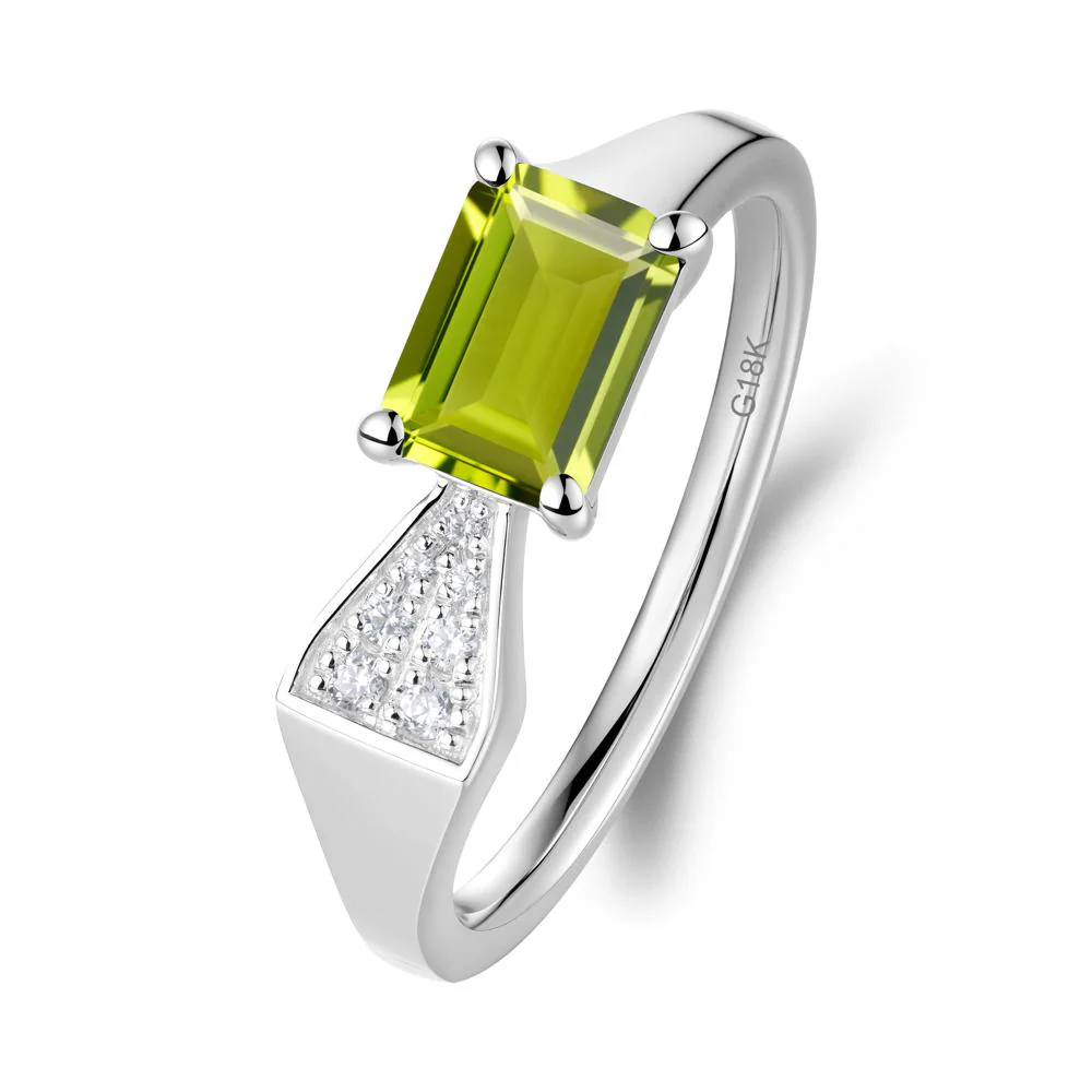 Geometric Emerald Cut Peridot Ring - Image 7
