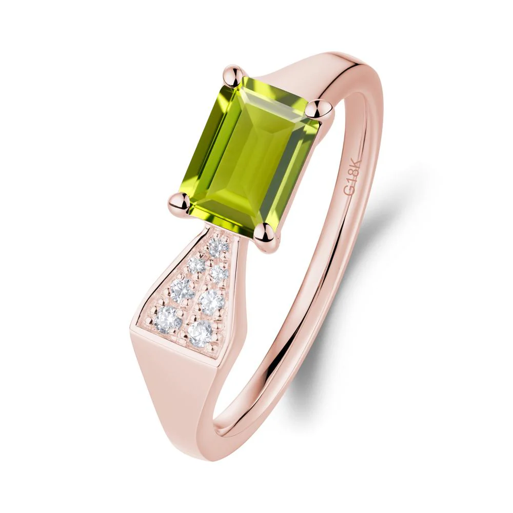 Geometric Emerald Cut Peridot Ring - Image 9