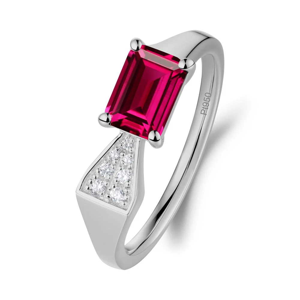 Geometric Emerald Cut Ruby Ring - Image 3