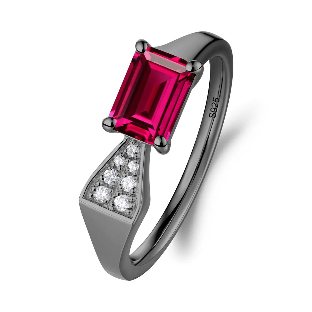 Geometric Emerald Cut Ruby Ring - Image 5