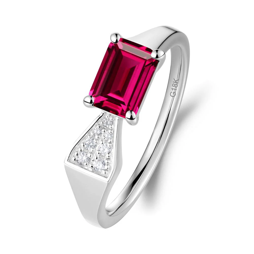 Geometric Emerald Cut Ruby Ring - Image 6