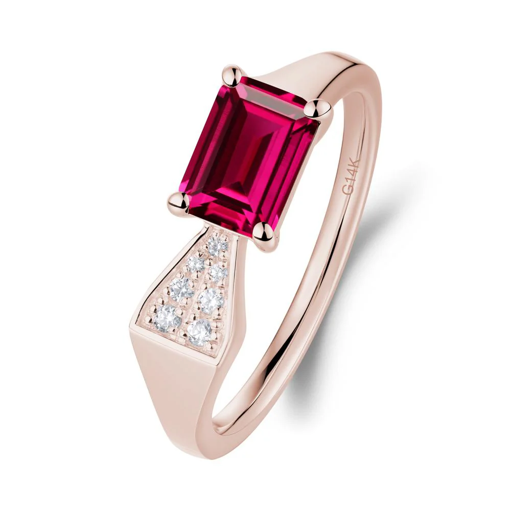 Geometric Emerald Cut Ruby Ring - Image 7