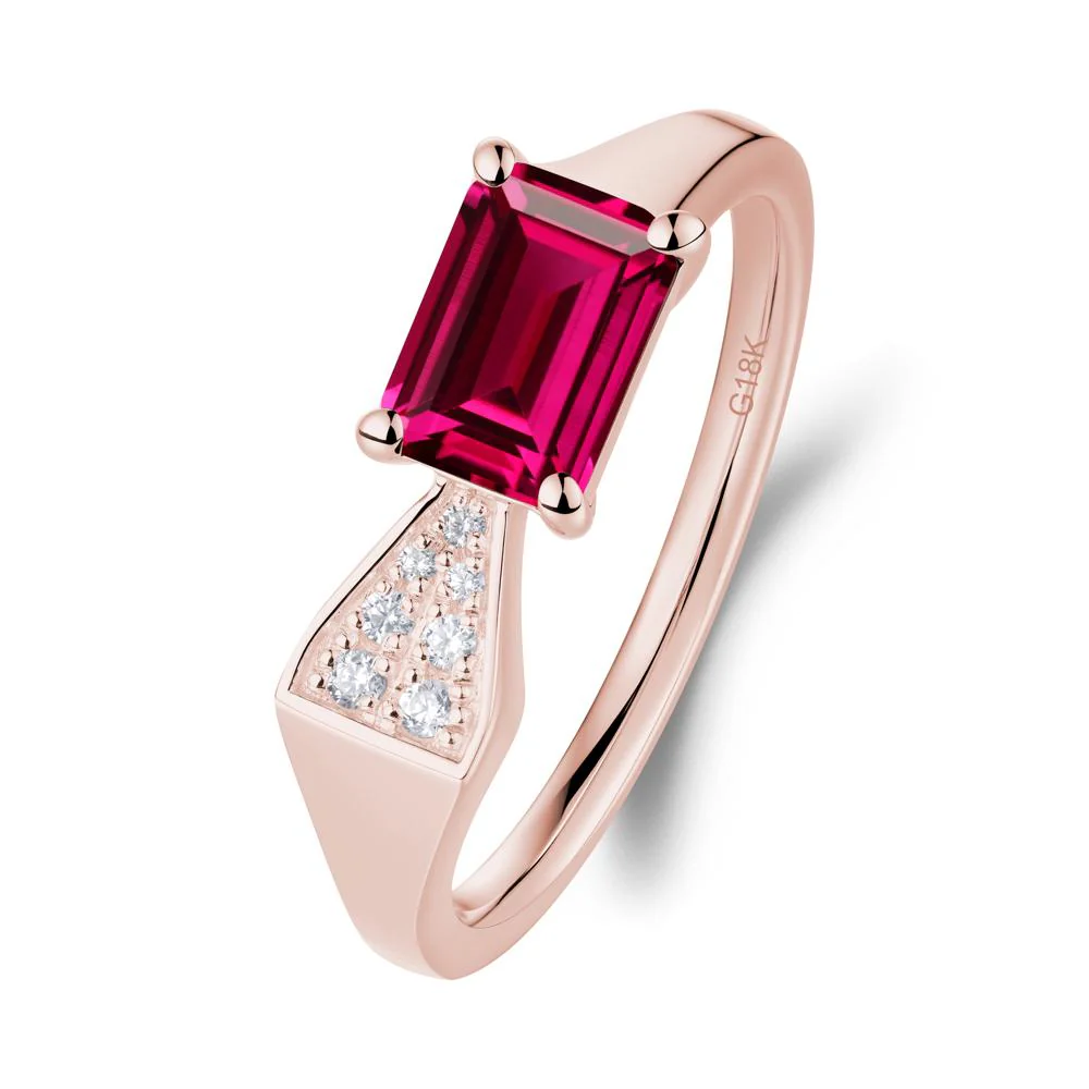 Geometric Emerald Cut Ruby Ring - Image 8