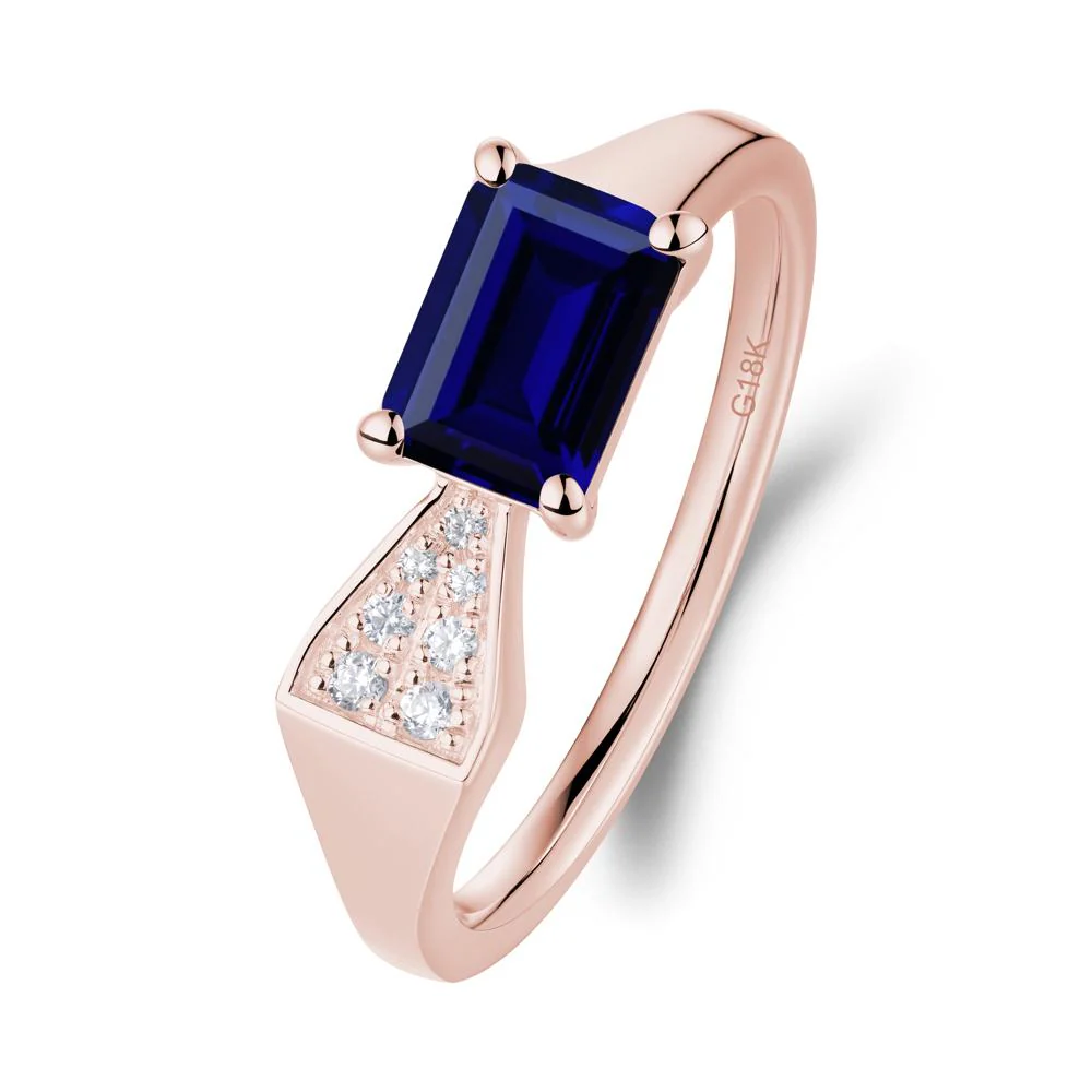 Geometric Emerald Cut Sapphire Ring - Image 2
