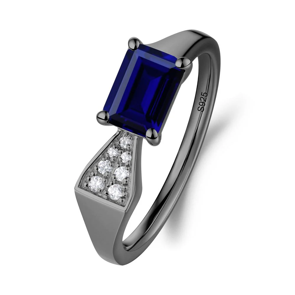Geometric Emerald Cut Sapphire Ring - Image 3