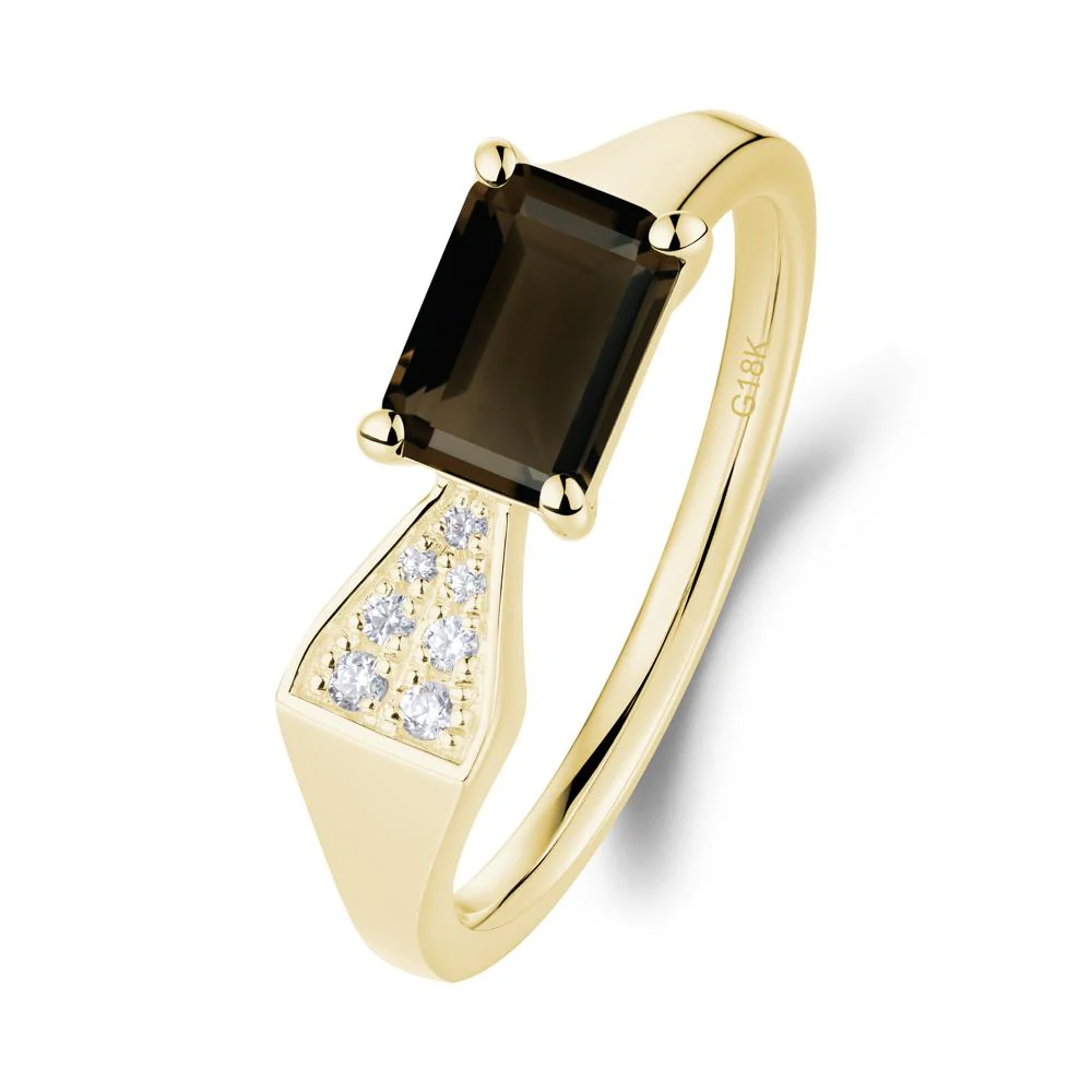 Geometric Emerald Cut Smoky Quartz Ring - Image 3