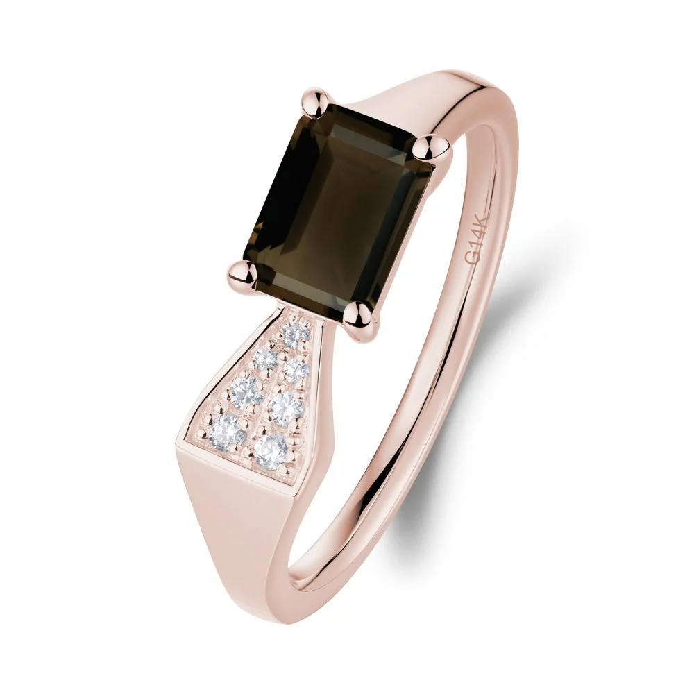 Geometric Emerald Cut Smoky Quartz Ring - Image 6