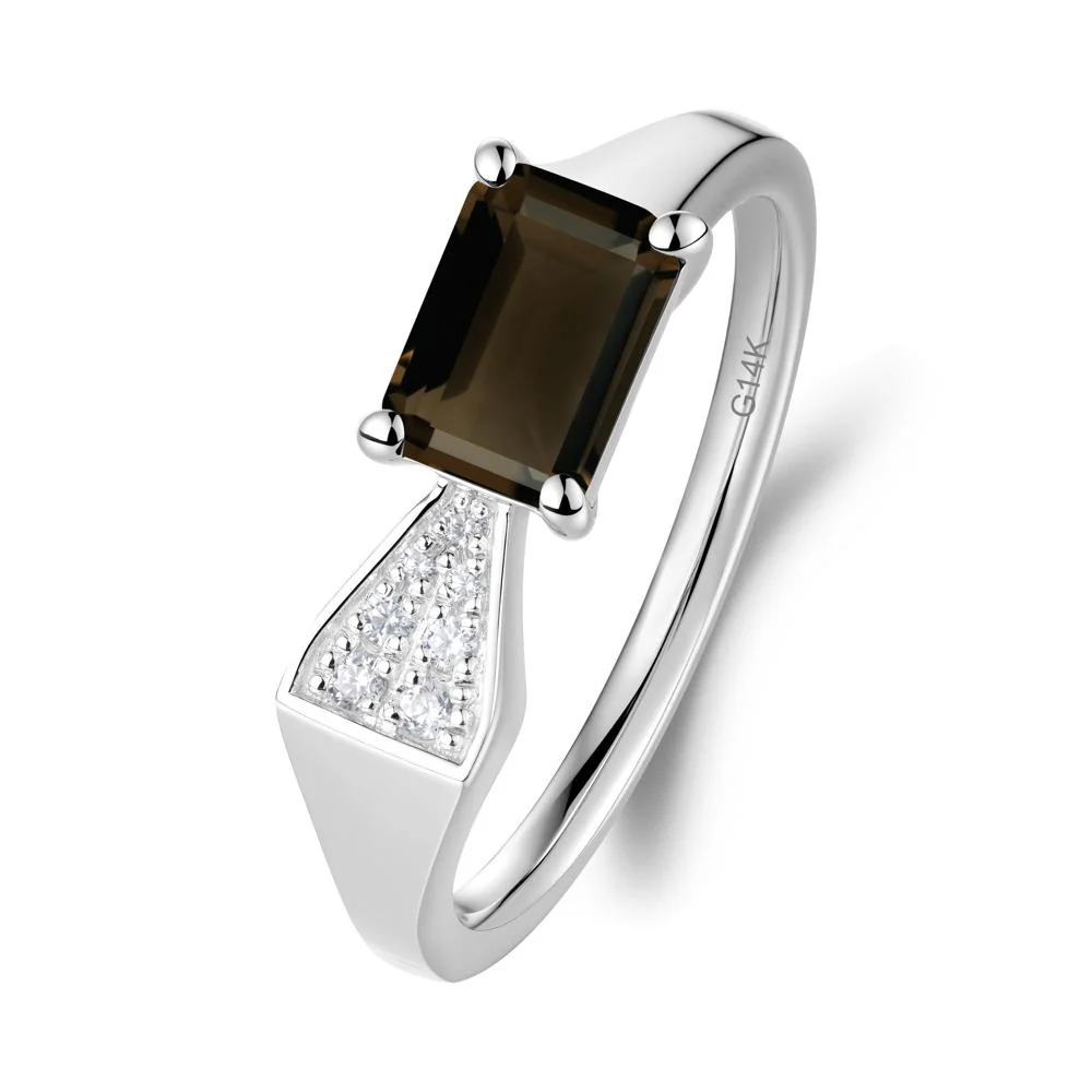 Geometric Emerald Cut Smoky Quartz Ring - Image 8