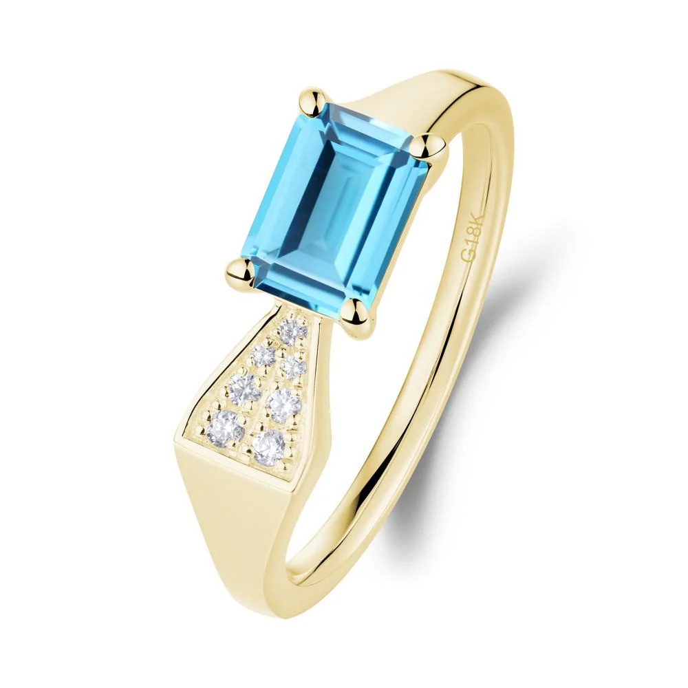 Geometric Emerald Cut Swiss Blue Topaz Ring - Image 9