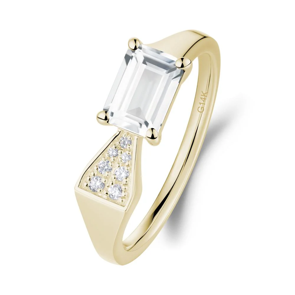 Geometric Emerald Cut White Topaz Ring - Image 9